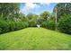 Spacious backyard with a lush green lawn bordered by mature trees and privacy hedges at 204 Craig St, Mount Holly, NC 28120