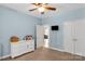Comfortable bedroom featuring carpet floors, ceiling fan, closet and an ensuite bathroom at 2818 Neill Rd, Lancaster, SC 29720