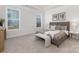 Bright bedroom featuring carpet floors, two windows, neutral paint and decor at 3128 Spring Iris Dr, Denver, NC 28037