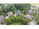 Aerial view of a neighborhood with mature trees, well-maintained lawns, and beautiful homes at 3204 Mcpherson St, Waxhaw, NC 28173