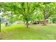 Spacious backyard with lush green grass and mature trees at 504 Amon Ln, Pineville, NC 28134