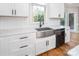 Bright kitchen with white cabinetry, stainless steel sink, modern faucet, white countertops, and stainless steel dishwasher at 6400 Morningsong Ln, Charlotte, NC 28269