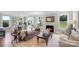 Open-concept living area with a fireplace, hardwood floors, neutral color palette, and comfortable seating arrangement at 7191 Sylvan Retreat Dr, Denver, NC 28037