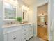 Bright bathroom featuring double vanity and tiled floors at 7356 Terrace Dr, Charlotte, NC 28211