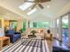 Bright sunroom boasts vaulted ceilings with skylights and natural light at 7356 Terrace Dr, Charlotte, NC 28211