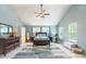 Spacious main bedroom with vaulted ceiling, ensuite, with a blue accent wall at 85017 Newloch Ct, Lancaster, SC 29720