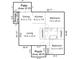 Home's floor plan shows layout of bedrooms, kitchen, living room, and patio at 124 Cedarcroft Dr, Mooresville, NC 28115