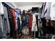 Organized walk-in closet with hanging clothes, shelves, and shoe storage at 12719 Walking Stick Dr, Charlotte, NC 28278