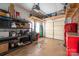 Spacious garage with shelving for storage, ready for parking or projects at 2418 Live Oak Ct, Gastonia, NC 28056