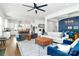 Bright open-concept living room connecting seamlessly to kitchen and dining area for modern living and easy entertaining at 2600 Palm Ave, Charlotte, NC 28205