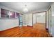 Charming dining room with hardwood floors, cabinet storage, and bright lighting offers views through a french door at 2722 Catawba Church Rd, Rock Hill, SC 29730