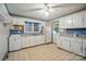 Functional kitchen with white cabinets, a retro-style floor, and a blue accent trim offering a practical space at 2722 Catawba Church Rd, Rock Hill, SC 29730