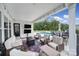 Relaxing covered patio with an outdoor fireplace, comfortable seating, and a view of the refreshing pool at 3255 Split Rail Ln, Lancaster, SC 29720