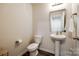 Modern powder room with pedestal sink, and a toilet at 415 Kickapoo Ave, Gastonia, NC 28056