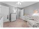 Cozy bedroom with gray walls, plush carpet, and white furniture at 5233 Fairvista Dr, Charlotte, NC 28269