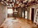 The unfinished basement features block walls, exposed ceiling, and concrete floor at 6714 Old Shelby Rd, Vale, NC 28168