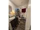 Bathroom with single sink vanity and shower/tub combo at 8827 Spring Meadow Dr, Hickory, NC 28601