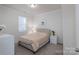 Comfortable bedroom featuring neutral walls, carpet flooring, a window, and a bed with bedside tables at 1004 Earlston Rd, Indian Trail, NC 28079