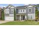 Charming two-story home featuring a well-manicured lawn, gray siding and stone accents for curb appeal at 11209 Flenniken Ct, Charlotte, NC 28277