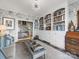 Cozy living room with custom bookshelves and stylish gray wallpaper at 15 Old Stage Trl, Clover, SC 29710