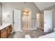 Spacious bathroom featuring a glass shower, tile floors, and a double vanity at 1648 Jonesberry Dr, Rock Hill, SC 29732