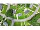 An aerial view showcasing homes with well-maintained lawns on a verdant tree-lined street in a suburban neighborhood at 1735 Hollandale Dr, Gastonia, NC 28054