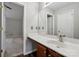 This bathroom shows a white sink and vanity, a large mirror and wood-look flooring at 2028 Covered Bridge Ct, Rock Hill, SC 29732