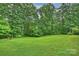 Lush backyard with a large, well-maintained lawn surrounded by mature trees at 3017 Brooks Mill Ln # 10, Wingate, NC 28174