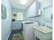Bright laundry room featuring a washer, dryer, sink, and ample storage with cabinets and shelving at 3017 Brooks Mill Ln # 10, Wingate, NC 28174