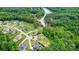 Stunning aerial perspective showcases homes near a river, surrounded by lush, green forests at 319 S San Agustin Dr, Mooresville, NC 28117