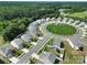 Aerial view of a neighborhood with a central green space, surrounded by well-maintained homes and lush trees at 461 Misty Law Ln, Clover, SC 29710