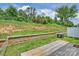 Spacious backyard features a retaining wall, grass, and wooden deck at 502 Tayberry Ln, Fort Mill, SC 29715