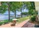 Picturesque backyard with a lake view, dock, and serene landscaping at 5114 Leisure Ln, Sherrills Ford, NC 28673