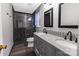 Updated bathroom with a walk-in shower, double vanity, and sleek fixtures at 532 Jedburgh Way, Rock Hill, SC 29730