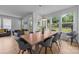 Bright dining area with large windows, a wooden table, and views of the backyard at 6032 Corbin Woods Ct, Charlotte, NC 28226