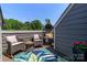 Inviting deck featuring a hanging chair, wicker rocking chairs, and beautiful views at 628 Uwharrie River Rd, Charlotte, NC 28211