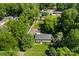 Aerial view of a home with a large, fenced back yard and a shed surrounded by trees at 7921 Willhill Rd, Mint Hill, NC 28227