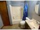 Cozy bathroom with tub and shower combo with newer vanity at 8742 Rittenhouse Cir, Charlotte, NC 28270