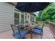 The patio features a dining table with a dark metal frame and seating for six under a dark umbrella at 10620 Euclid Nw Ave, Concord, NC 28027