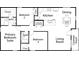 A detailed floor plan with three bedrooms, two baths, and a large living room, kitchen, and dining room combo at 2116A Glenwood St, Kannapolis, NC 28083