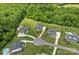Beautiful neighborhood aerial view highlighting homes with spacious lawns, mature trees, and inviting pools at 224 Hidden Meadows Dr, Mooresville, NC 28117