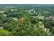 Panoramic aerial shot showcasing the property's location surrounded by mature trees in a peaceful neighborhood at 3120 7Th Street Ne Dr, Hickory, NC 28601