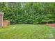 Wide shot of the backyard showing green grass and many trees with a partial view of the home at 405 Deer Brush Ln, Waxhaw, NC 28173