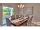 Dining room with a large table, chandelier, and sliding glass doors to the backyard at 4607 Harris Elliot Rd, Lincolnton, NC 28092