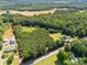 An aerial view displaying the property lines encompassing wooded acreage around the home at 5323 Flat Creek Rd, Heath Springs, SC 29058