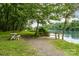 Scenic river view with a white table and a dock at 755 Lagan Ct, Fort Mill, SC 29715