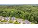 Aerial neighborhood view showing the home's proximity to a large wooded area at 8709 Raven Top Dr, Mint Hill, NC 28227