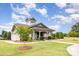 Community clubhouse featuring attractive architecture, manicured landscaping, and welcoming entrance at 8709 Raven Top Dr, Mint Hill, NC 28227