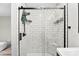 Bathroom showcases glass-door shower with modern tile and decorative accents at 103A N Tracy St, Kings Mountain, NC 28086