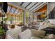 Comfortable living room with beautiful wood paneled walls, sunroom and large windows offering natural light at 1111 Palmyra Dr, Fort Mill, SC 29708